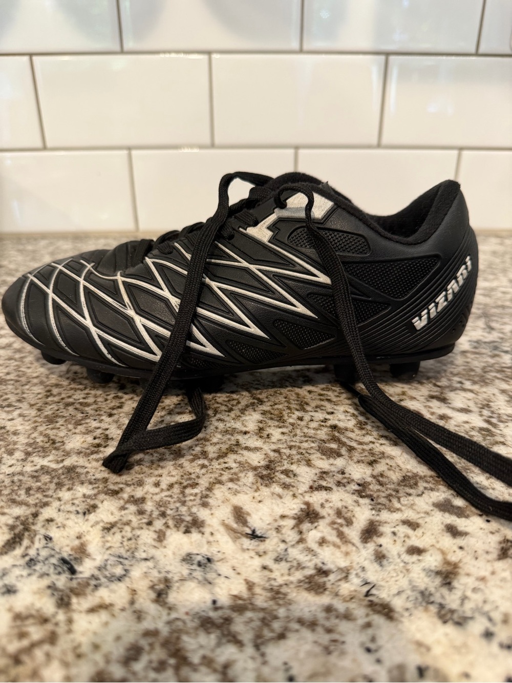Boys Cleats |  Black Soccer Cleats | Sneaker with white Accents